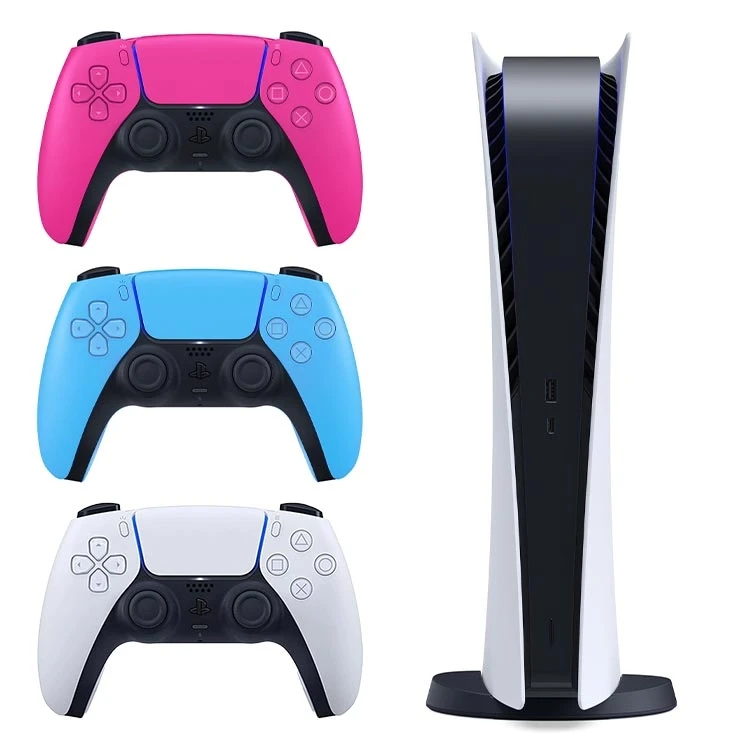 باندل کنسول PS5 Digital به همراه دسته بازی صورتی و آبی