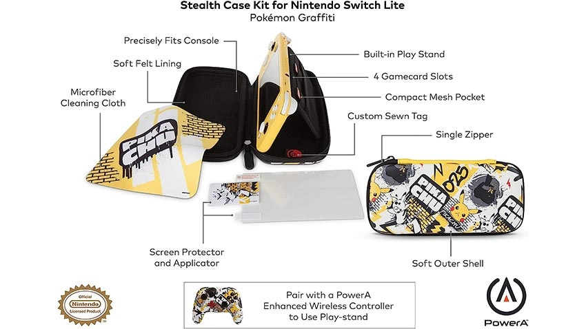 کیف حمل PowerA Stealth Case Kit Pokemon Graffiti برای Nintendo Switch Lite