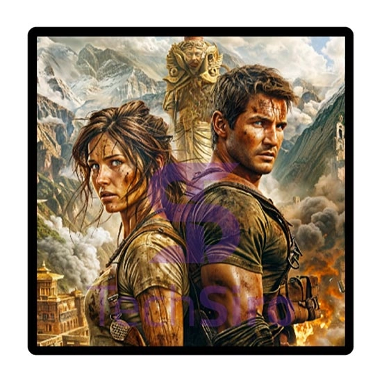 تابلو نیتن دریک و لارا کرافت Nathan Drake and Lara Croft سایز 40*40 سانتی