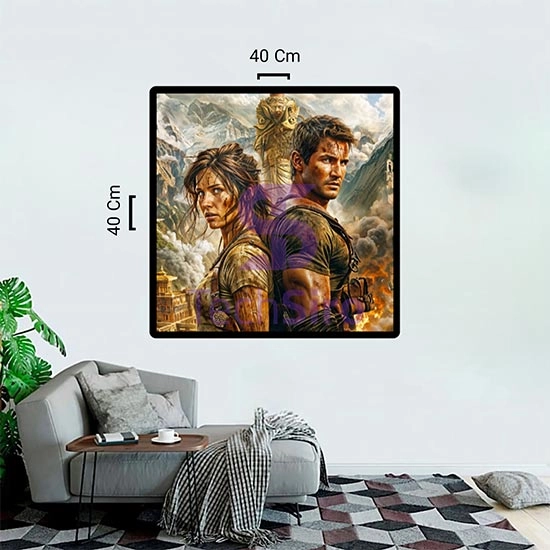 تابلو نیتن دریک و لارا کرافت Nathan Drake and Lara Croft سایز 40*40 سانتی