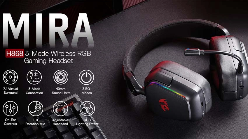 هدست بی سیم گیمینگ ردراگون Redragon Mira H868 Wireless - مشکی