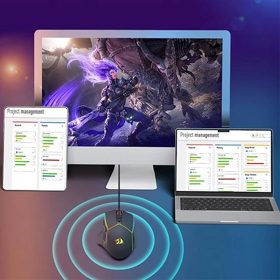ماوس بی سیم گیمینگ ردراگون Redragon AXE M814 PRO RGB Wireless