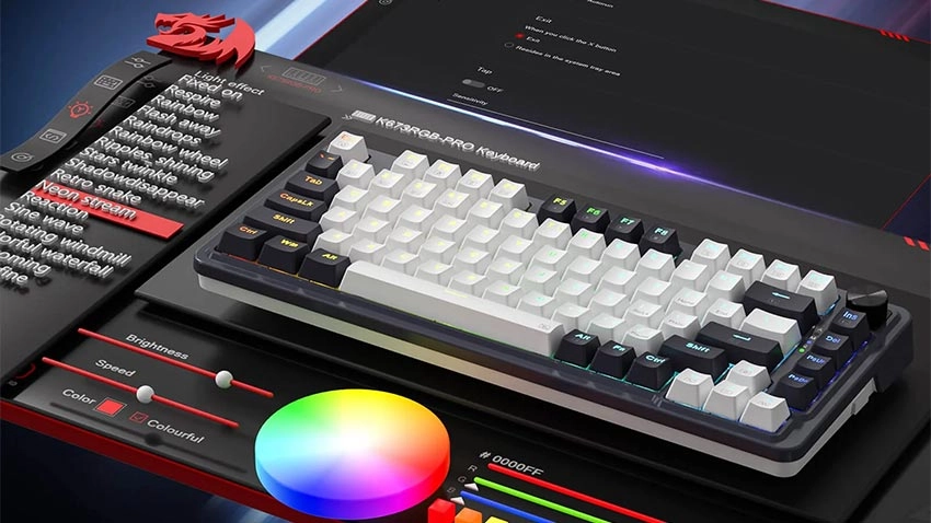 کیبورد بی سیم گیمینگ ردراگون Redragon Geb K673WB PRO RGB Wireless - سوئیچ قرمز