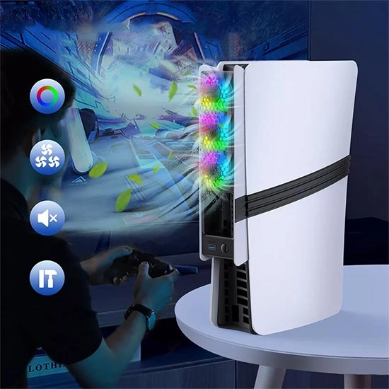 فن خنک کننده JYS RGB Cooling Fan برای PS5 Slim/Pro - سفید