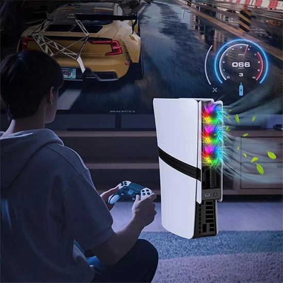 فن خنک کننده JYS RGB Cooling Fan برای PS5 Slim/Pro - سفید