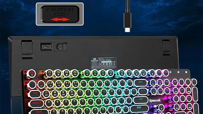 کیبورد بی سیم گیمینگ ردراگون Redragon Flare K710 Pro Wireless - سوییچ آبی