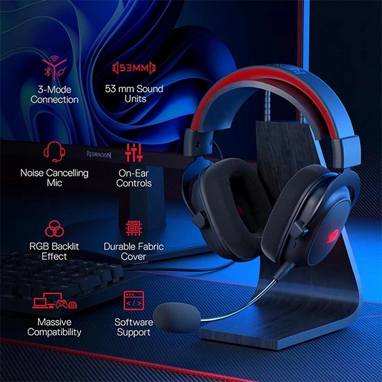 هدست بی سیم گیمینگ ردراگون Redragon H510 PRO Zeus-X