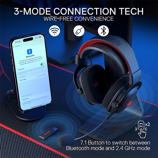 هدست بی سیم گیمینگ ردراگون Redragon H510 PRO Zeus-X